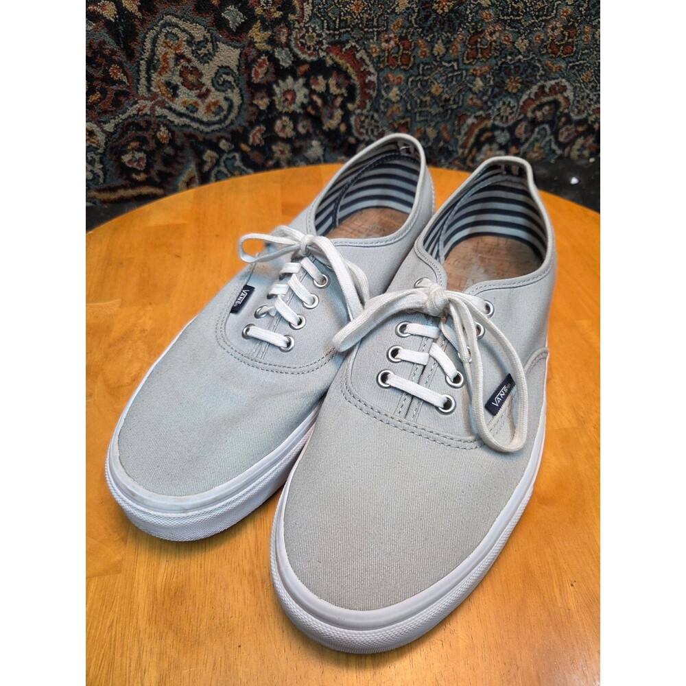 Vans Authentic Low Top Light Gray Twill Striped Lining Cork Insole Mens 11.5 W13